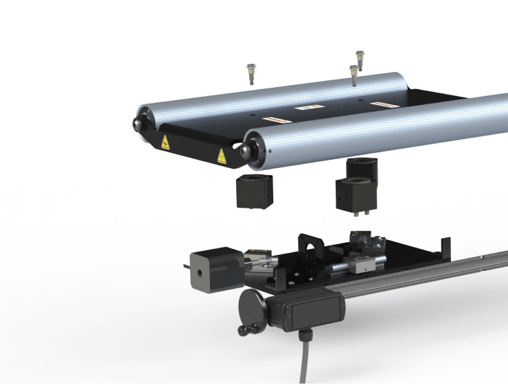 Exploded view of the low profile web guide