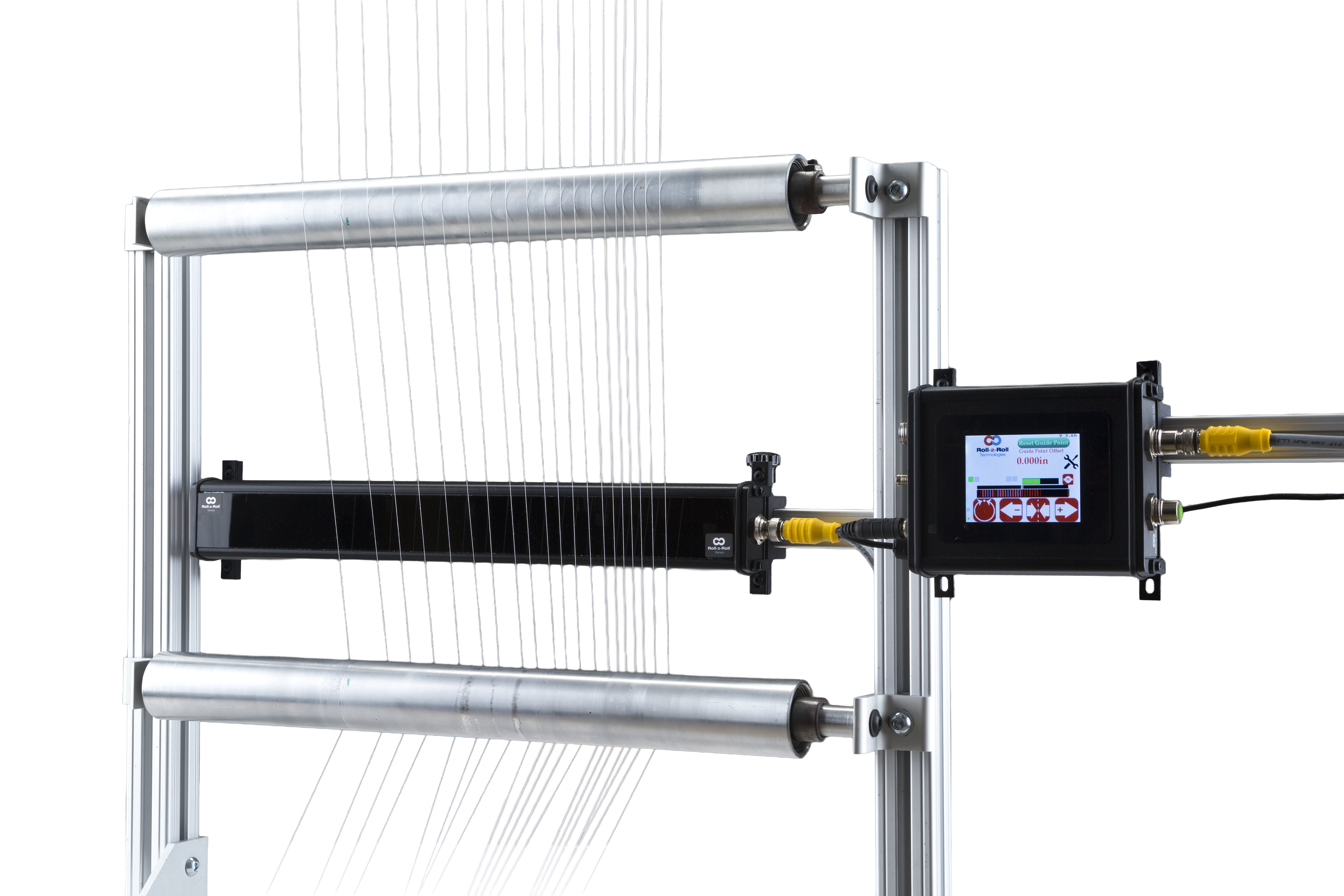 Roll-2-Roll ODC-384 fiber-optic sensor counting threads with SCU controller display